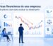 Ilustración de métricas financieras de una empresa con indicadores de desempeño, gráficos de crecimiento, análisis financiero y evaluación empresarial.